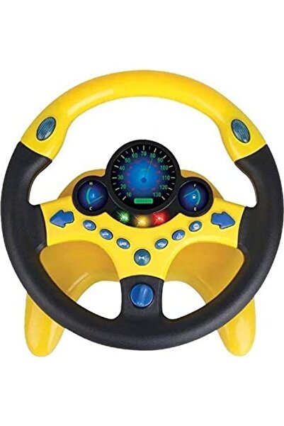 Generic Steering Wheel Toy With Flashing Lights Sound Effects Yellow