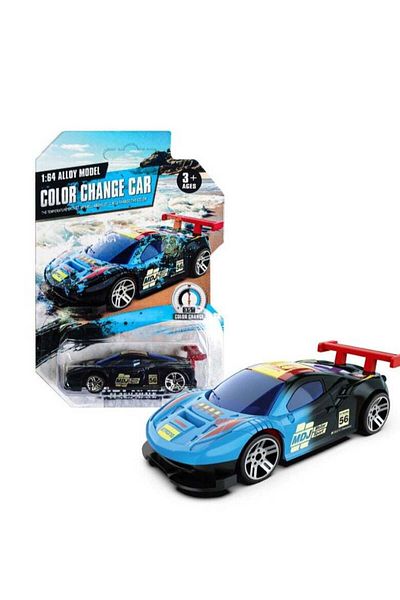Generic Alloy Car Model 1:64 Temperature Sensitive Color Change Racing Car BlueBlack