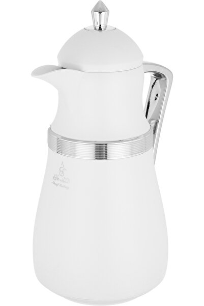 Alsaif Gallery NJD Thermos Set, Saif Gallery, 1/1 Liter Capacity, Heat Resistant Glass Inner, Plastic Outer - White