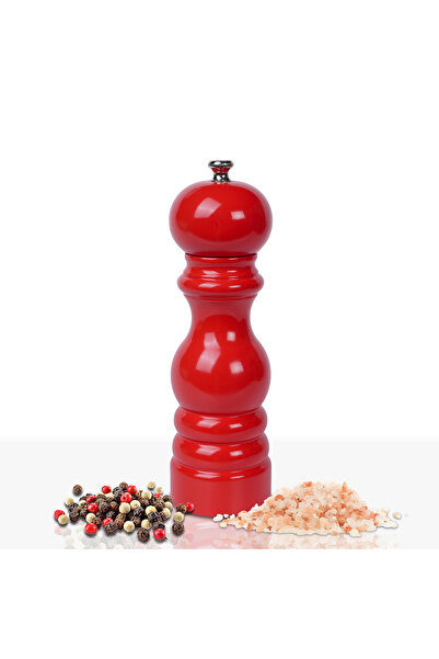 Glios Kırmızı Ahşap Tuz Ve Karabiber El Değirmeni Öğütücü Grinder 18 Cm