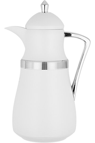 Alsaif Gallery NJD Thermos Set, Saif Gallery, 1/1 Liter Capacity, Heat Resistant Glass Inner, Plastic Outer - White