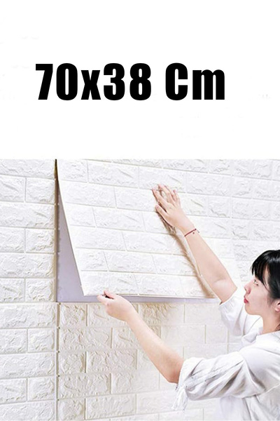 Bien Home Yeni 70x38cm 0,25 M² Kendinden Yapışkanlı Duvar Paneli Beyaz Tuğla Esnek Köpük