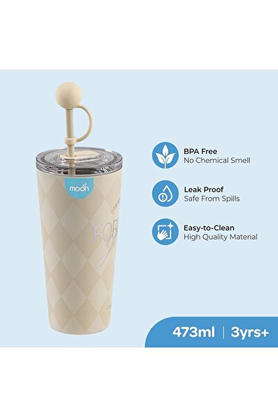 Moon Double Wall Smoothie Cup With Straw 86x86x206mm 473ml / 16oz-White