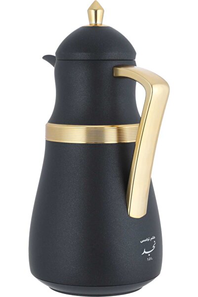 Alsaif Gallery Najd Thermos Set, Saif Gallery, 1/1 liter, Inner glass insulation, Outer plastic - Black