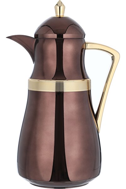 Alsaif Gallery NJD Thermos Set from Saif Gallery, 1/1 Liter Capacity, Glass Thermal Inner Liner, Plastic Outer Body - Gold