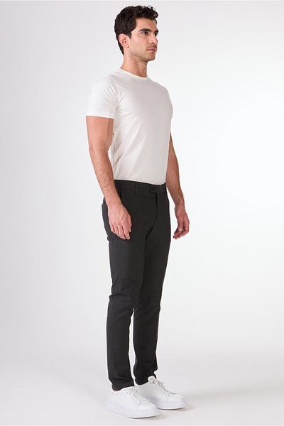 Dufy Men's Anthracite Extra Slim Fit Melange Classic Trousers -103492