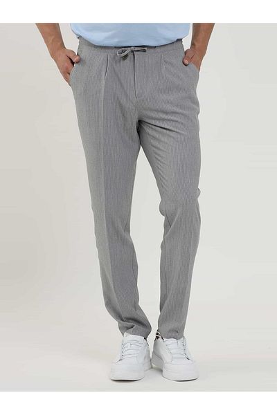 Dufy Men's Slim Fit Anthracite Seersucker Jogger Pants - 96482
