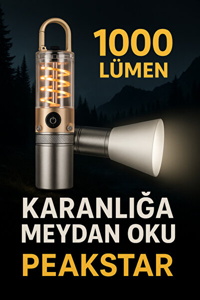 PeakStar PS-8915 1000 Lümen XHP50 LED Şarjlı El ve Kamp Feneri Güçlü Su Geçir...