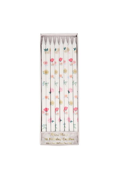 Meri Meri - Tapered Floral Candles - Çiçek Desenli Mumlar