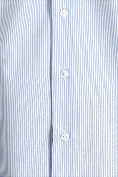 Kiğılı Uzun Kol Slim Fit Dar Kesim Çizgili Pamuklu Kolay Ütülenebilir Gömlek