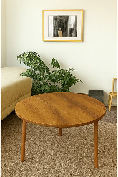 PEKA Dekoratif Yuvarlak Orta Sehpa Ahşap Ayaklı Şık Tasarım