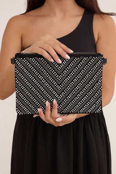 Fulla Moda V Patterned Portfolio Bag with Stone Detail
