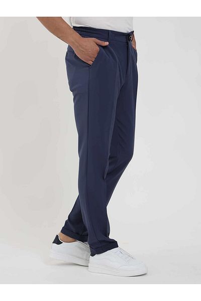Dufy Men's Slim Fit Navy Blue Jogger Pants -104523