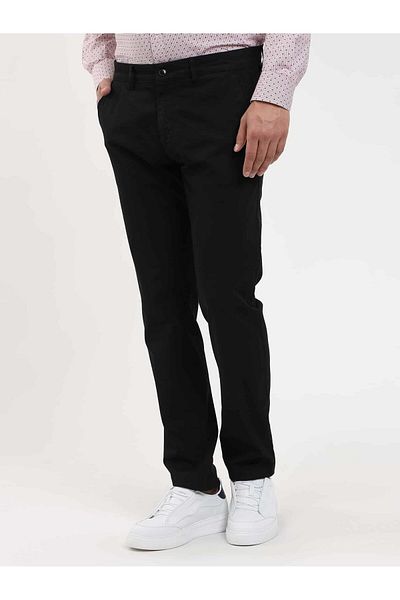 Dufy Men's Black Regular Fit Straight Trousers -105385