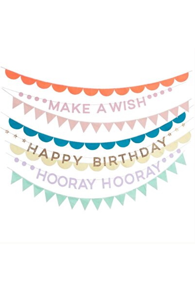 Meri Meri - Rainbow Birthday Garland - Gökkuşağı Doğum Günü Asılan Süsler - 8...
