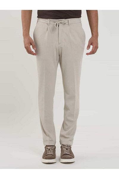 Dufy Beige Men's Slim Fit Jogger Pants -104493