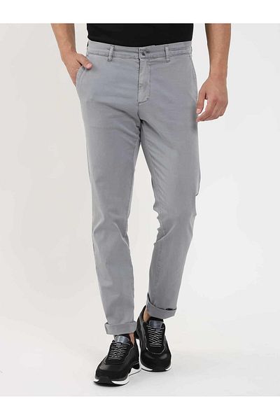 Dufy Men's Gray Regular Fit Straight Pants -105392