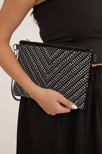 Fulla Moda V Patterned Portfolio Bag with Stone Detail