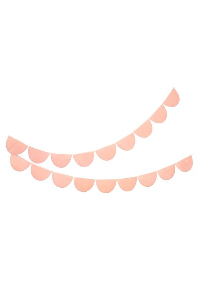 Genel Markalar - Peach Tissue Paper Scallop Garlands - Şeftali Renginde Yarım...