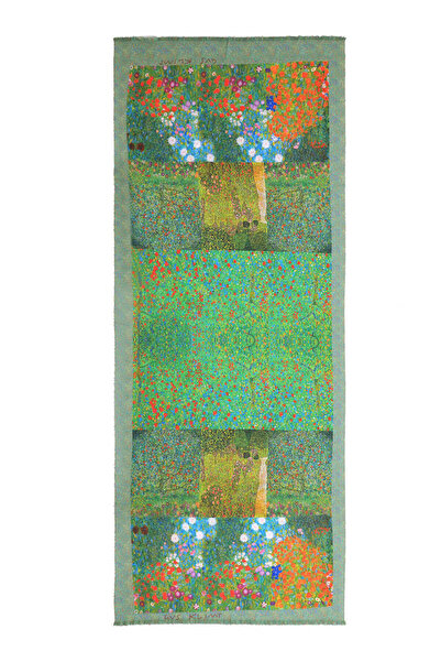 Bursa İpek Χειμερινό σάλι με μοτίβο πράσινων λουλουδιών