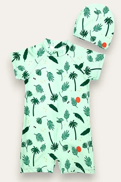 My Kids Wear Boy's Jumpsuit Swimsuit with Boned, Washed Zipper, Sun Protection