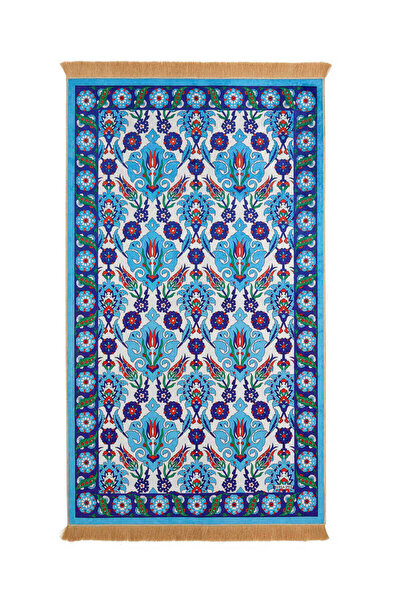 Bursa İpek Turquoise Velvet Rug Prayer Rug