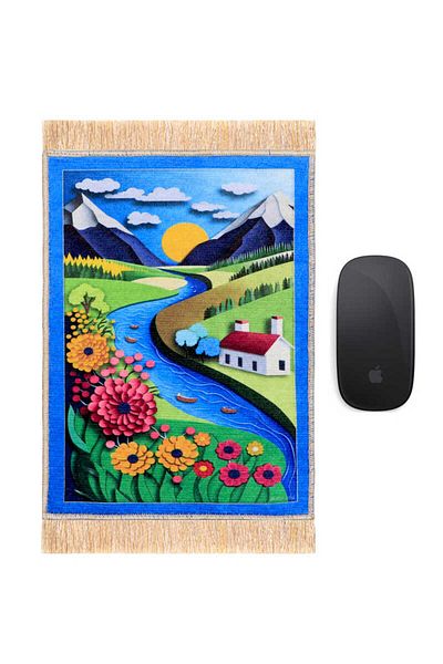 Bursa İpek Blue Sunny Decorative Small Carpet Mousepad