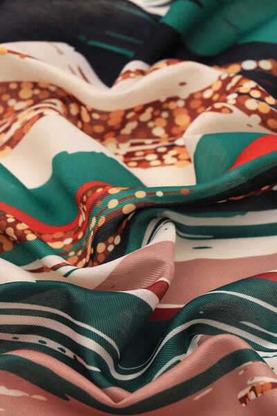 Bursa İpek Green Brush Pattern Soft Scarf