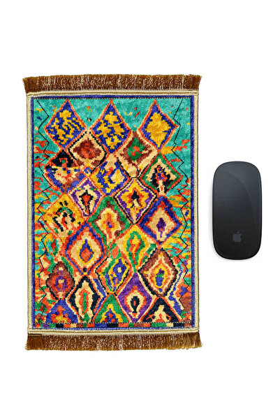 Bursa İpek Su Yeşil Dekoratif Küçük Halı Mousepad