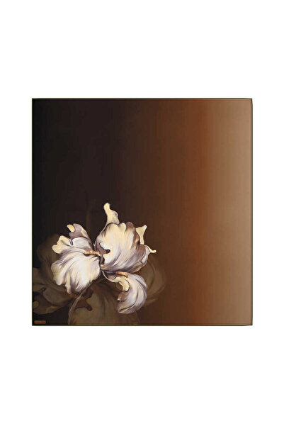 Bursa İpek Irises Patterned Brown Twill Silk Scarf