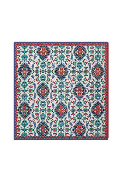 Bursa İpek Μαλακό πράσινο κασκόλ με σχέδιο πλακιδίων