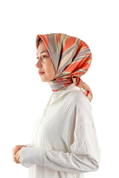 Bursa İpek Nilsu Patterned Bronze Twill Silk Scarf