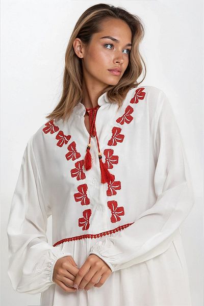 VAGGON Women's White Half Button Closure Front Large Bende Viscose Dress Vs00345
