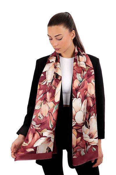 Bursa İpek Silk Scarf - Dried Rose and Daffodil Pattern