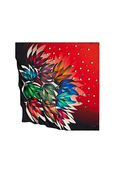 Bursa İpek Eșarfă mătăsoasă cu model de diamante burgundy