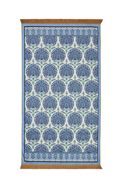 Bursa İpek Mavi Kadife Halı Seccade