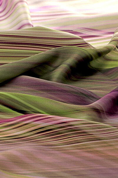 Bursa İpek Πράσινο μεταξωτό μαντίλι Sura - Μοτίβο ουράνιου τόξου