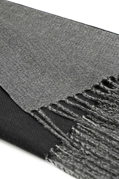 Bursa İpek Black Gray Double Sided Winter Shawl