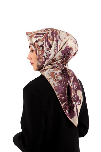 Bursa İpek Eșarfă de mătase din twill cu model de flori crem