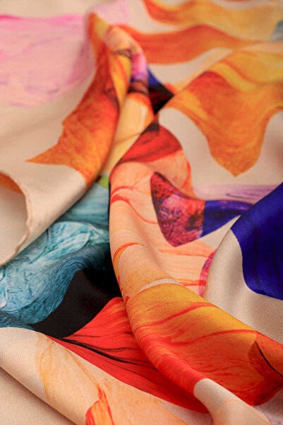 Bursa İpek Μπεζ μοτίβο Harmony Sura μεταξωτό μαντίλι