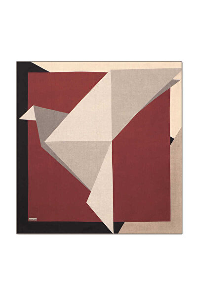 Bursa İpek Μαύρο μπορντό με γεωμετρικό σχέδιο Twill μεταξωτό μαντίλι