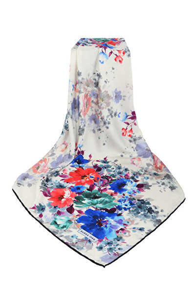 Bursa İpek Μεταξένιο μαντίλι με σχέδιο γιασεμί εκρού