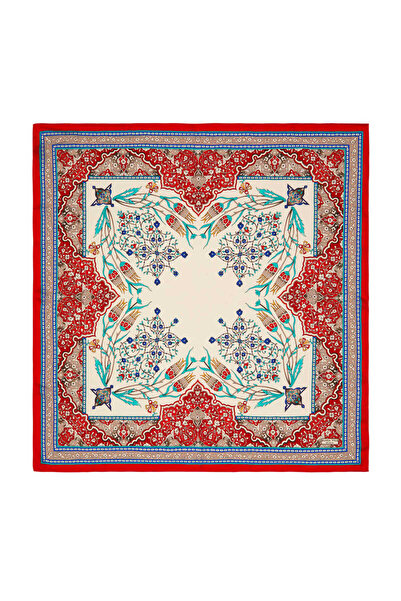 Bursa İpek Eșarfă de mătase cu model de lalele sfeșnic roșu gri