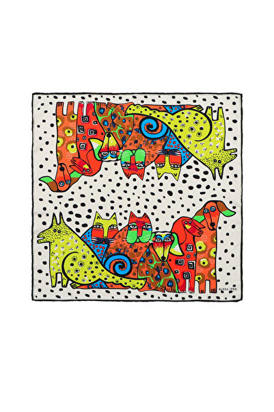 Bursa İpek Μαύρο πορτοκαλί με μοτίβο μεταξένιο μαντήλι