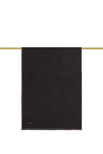 Bursa İpek Silk Cotton Black Monogram Shawl
