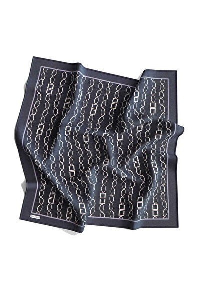 Bursa İpek Μεταξωτό μαντήλι με μοτίβο αλυσίδας από ανθρακί