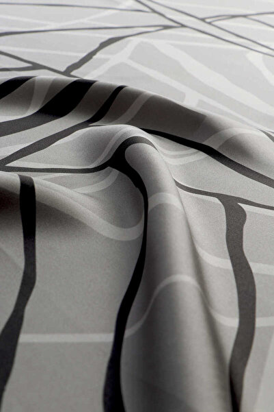 Bursa İpek Twill Silk Scarf - Dark Gray Mosaic Pattern