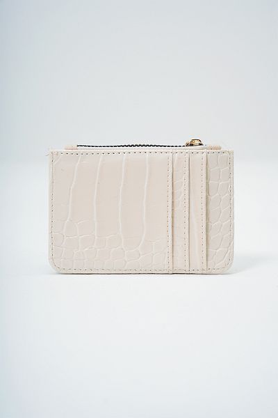 VAGGON Women's Cream Faux Leather Coin Compartment Croco Pattern Medium Size Card Holder Prmx14077