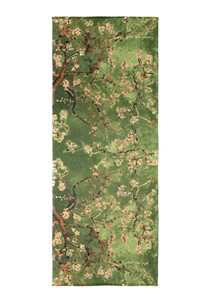 Bursa İpek Χειμερινό σάλι με μοτίβο από πράσινο άνθος αμυγδάλου