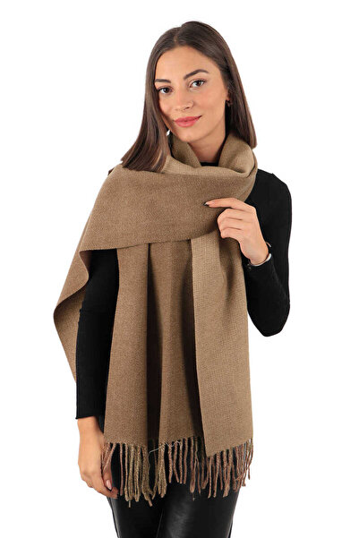 Bursa İpek Χειμερινό σάλι διπλής όψης καφέ καφέ με καφέ γάλακτος